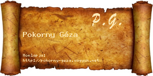 Pokorny Géza névjegykártya